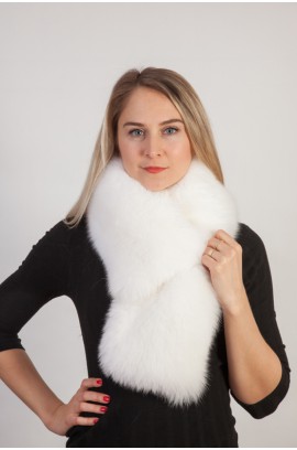 White fox fur scarf-collar